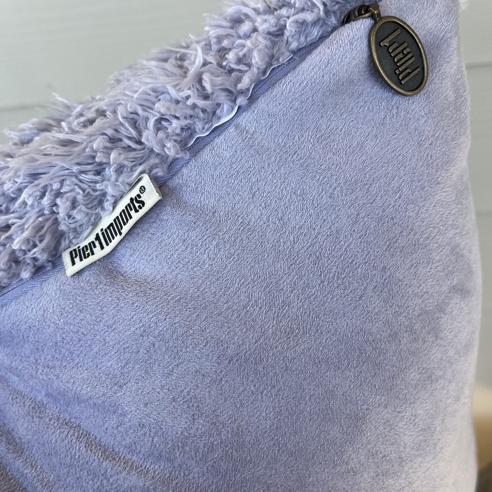 Pier 1 Shag Faux Fur Throw Pillow Light Purple / Lavender Square Decorative Boho